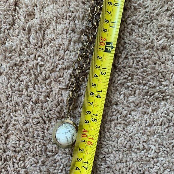 Vintage Silver Statement Globe Chunky Link Pendant Necklace Chain 30” - Picture 7 of 7